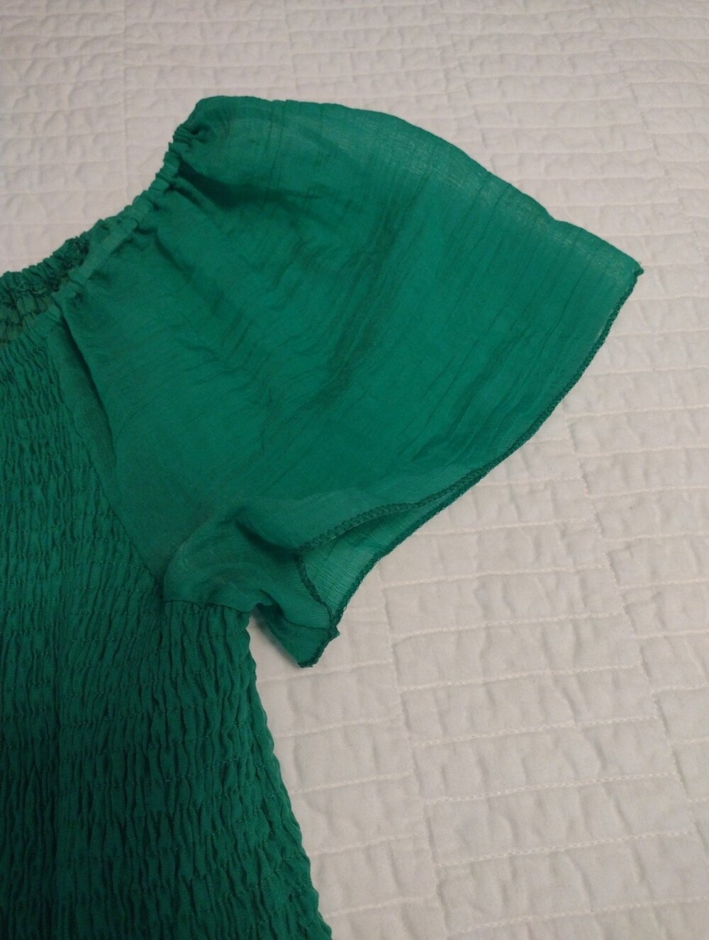 Anthropologie Kindred L Tiered Maxi Dress Elastic Neck Smocked Kelly Green - Picture 4 of 10